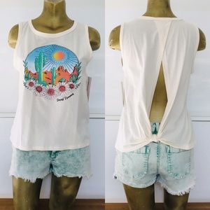 GOOD VIBES ONLY Vibe N’ DESERT DREAMER Split Back TANK TOP NWT Large